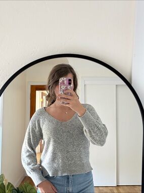 bp Heather Gray V-Neck Knit Sweater